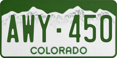 CO license plate AWY450