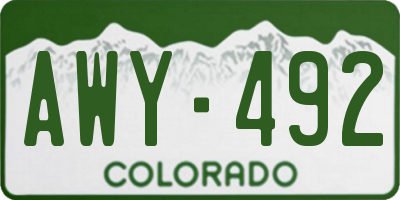 CO license plate AWY492