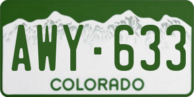 CO license plate AWY633