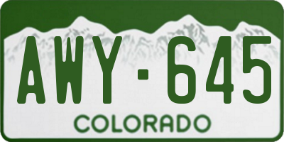 CO license plate AWY645