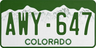 CO license plate AWY647