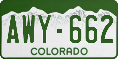 CO license plate AWY662