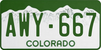 CO license plate AWY667