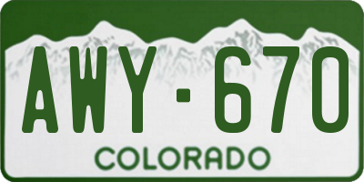 CO license plate AWY670