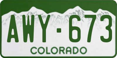 CO license plate AWY673