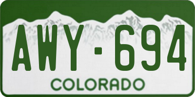 CO license plate AWY694