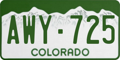 CO license plate AWY725