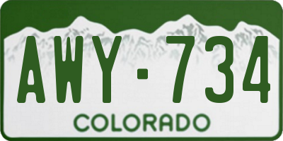 CO license plate AWY734