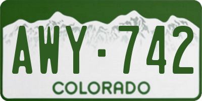 CO license plate AWY742