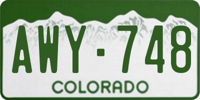 CO license plate AWY748