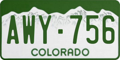 CO license plate AWY756