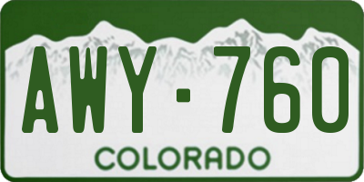 CO license plate AWY760