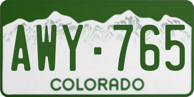CO license plate AWY765