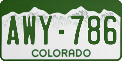 CO license plate AWY786