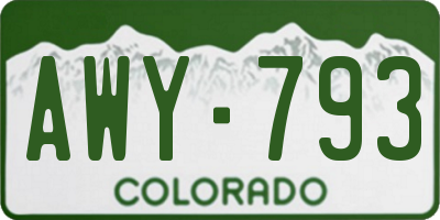 CO license plate AWY793