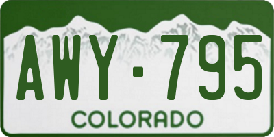 CO license plate AWY795