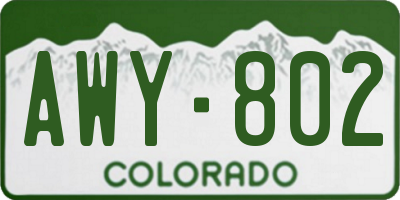 CO license plate AWY802