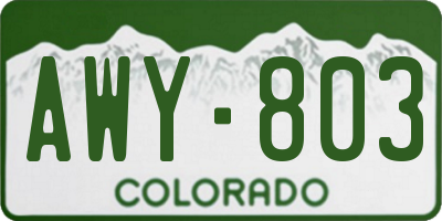 CO license plate AWY803