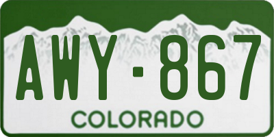CO license plate AWY867