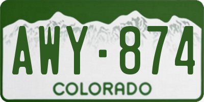 CO license plate AWY874