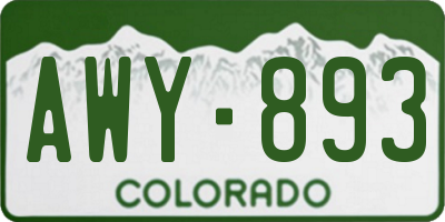 CO license plate AWY893