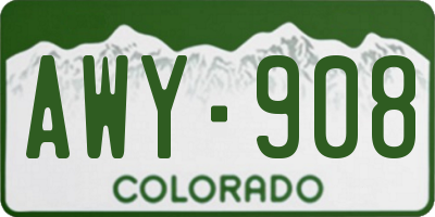 CO license plate AWY908