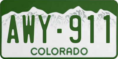 CO license plate AWY911