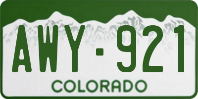 CO license plate AWY921