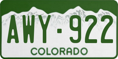 CO license plate AWY922