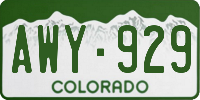 CO license plate AWY929