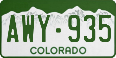 CO license plate AWY935