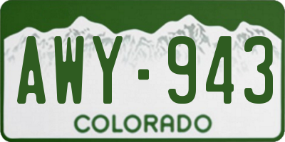 CO license plate AWY943