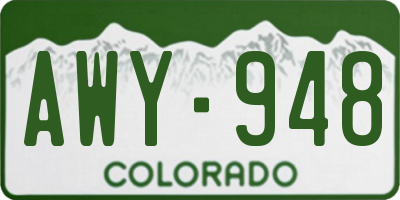 CO license plate AWY948