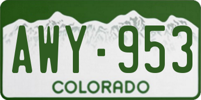 CO license plate AWY953