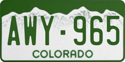 CO license plate AWY965