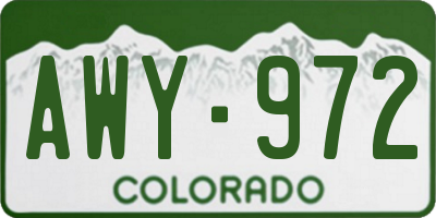 CO license plate AWY972