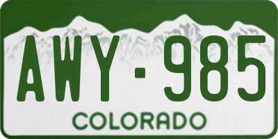CO license plate AWY985