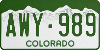 CO license plate AWY989