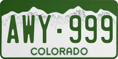 CO license plate AWY999