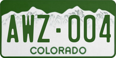 CO license plate AWZ004