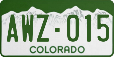CO license plate AWZ015