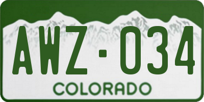 CO license plate AWZ034