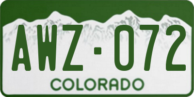 CO license plate AWZ072