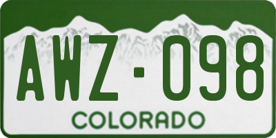 CO license plate AWZ098