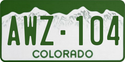 CO license plate AWZ104