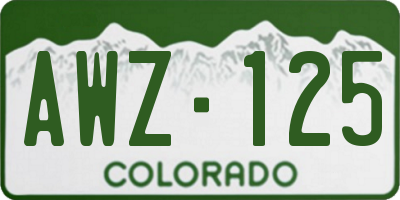 CO license plate AWZ125