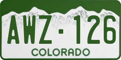 CO license plate AWZ126