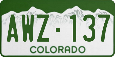 CO license plate AWZ137