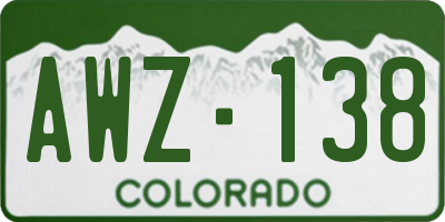 CO license plate AWZ138