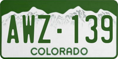 CO license plate AWZ139
